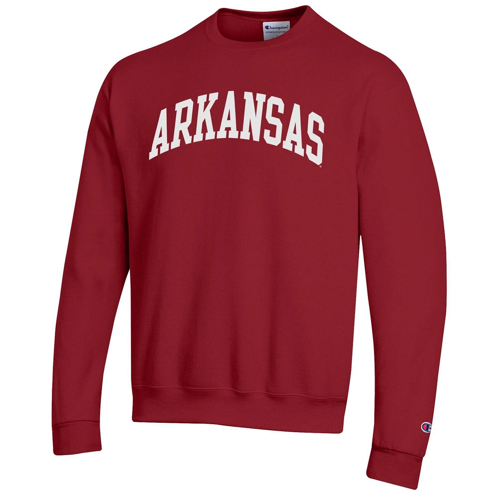Men's Champion  Cardinal Arkansas Razorbacks Basic Arch Fleece Pullover Sweatshirt