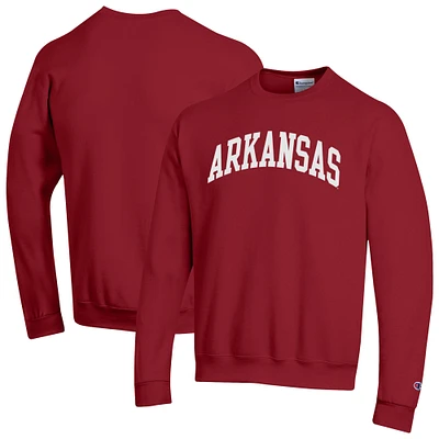 Men's Champion  Cardinal Arkansas Razorbacks Basic Arch Fleece Pullover Sweatshirt