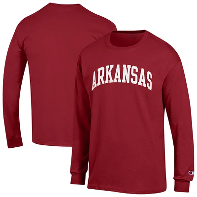 Men's Champion  Cardinal Arkansas Razorbacks Basic Arch Long Sleeve T-Shirt