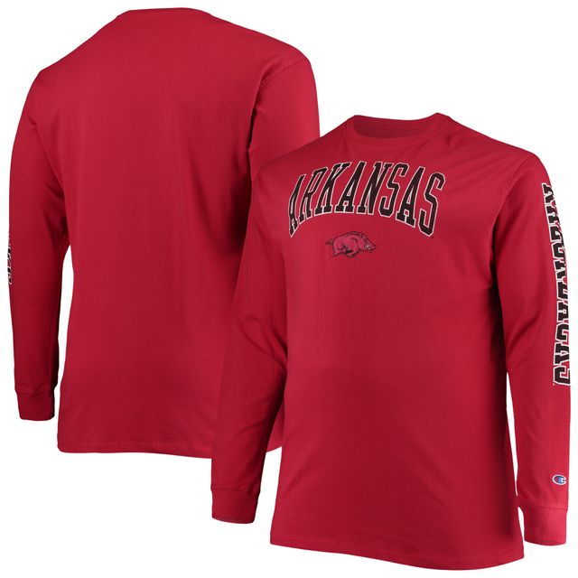 T-shirt à manches longues pour hommes Champion Cardinal Arkansas Razorbacks Tailles Big & Tall 2-Hit