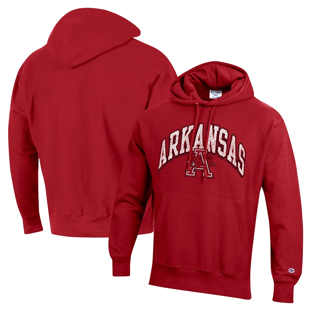 Sweat à capuche tissage inversé Late Night Champion Cardinal Arkansas Razorbacks pour hommes