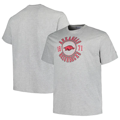 T-shirt Champion Heather Grey Arkansas Razorbacks Big & Tall Circle Logo pour hommes