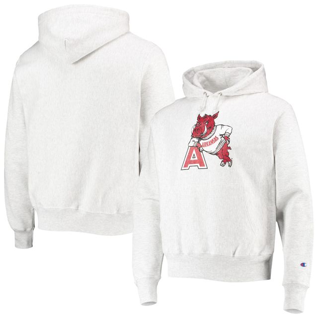 Sweat à capuche tissage inversé Champion Arkansas Razorbacks Team Vault gris chiné pour homme