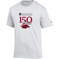 T-shirt Champion White Arkansas Razorbacks 150e anniversaire pour hommes