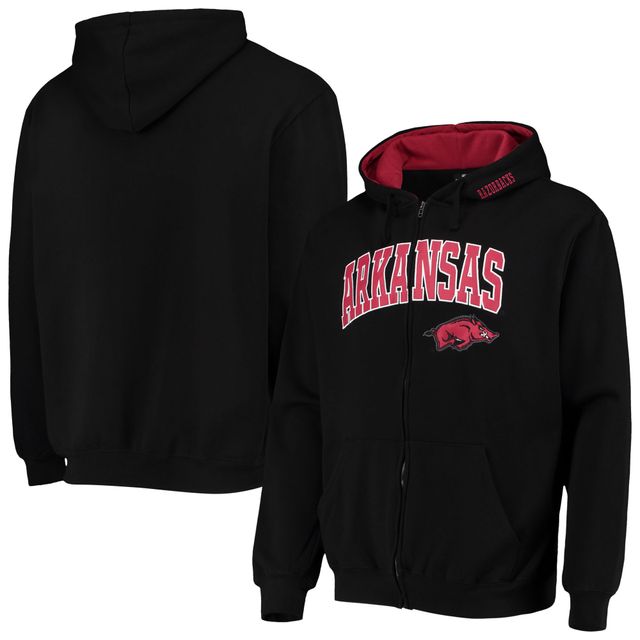 Sweat à capuche entièrement zippé Colosseum Arkansas Razorbacks Arch & Logo 3.0 pour hommes, noir