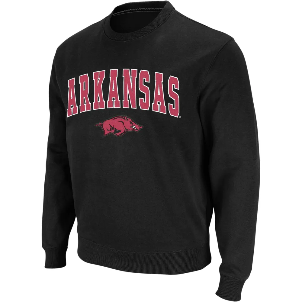 Men's Colosseum Arkansas Razorbacks Arch & Logo Crew Neck Sweatshirt