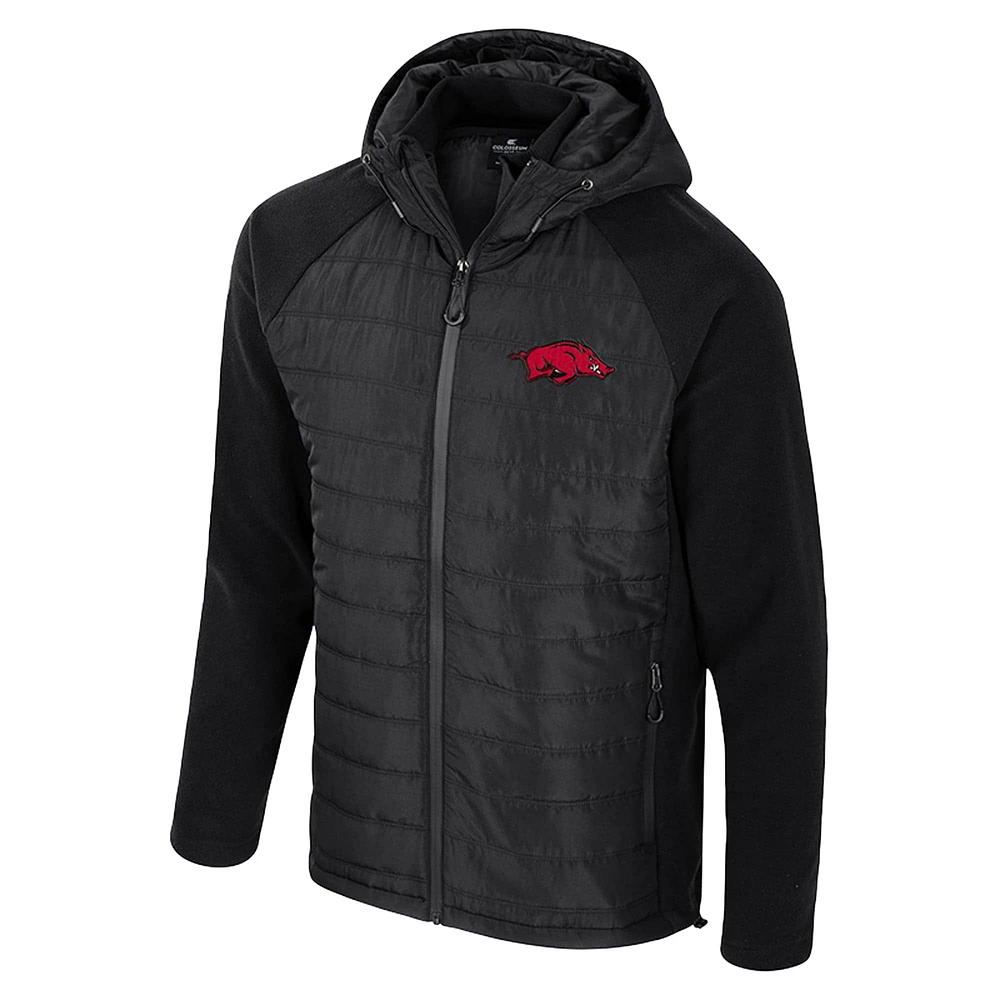 Men's Colosseum Black Arkansas Razorbacks Block The Sun Full-Zip Hooded Jacket