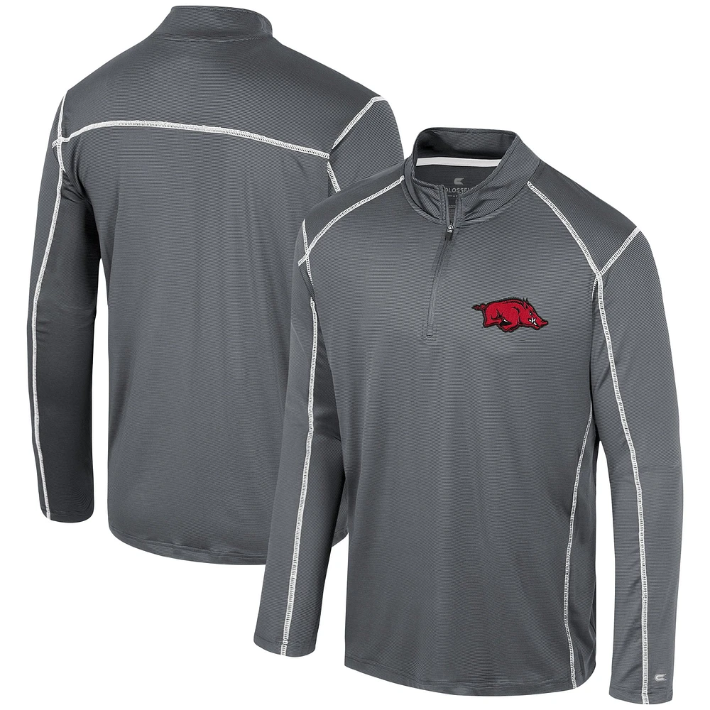 Men's Colosseum Black Arkansas Razorbacks Cameron Quarter-Zip Windshirt