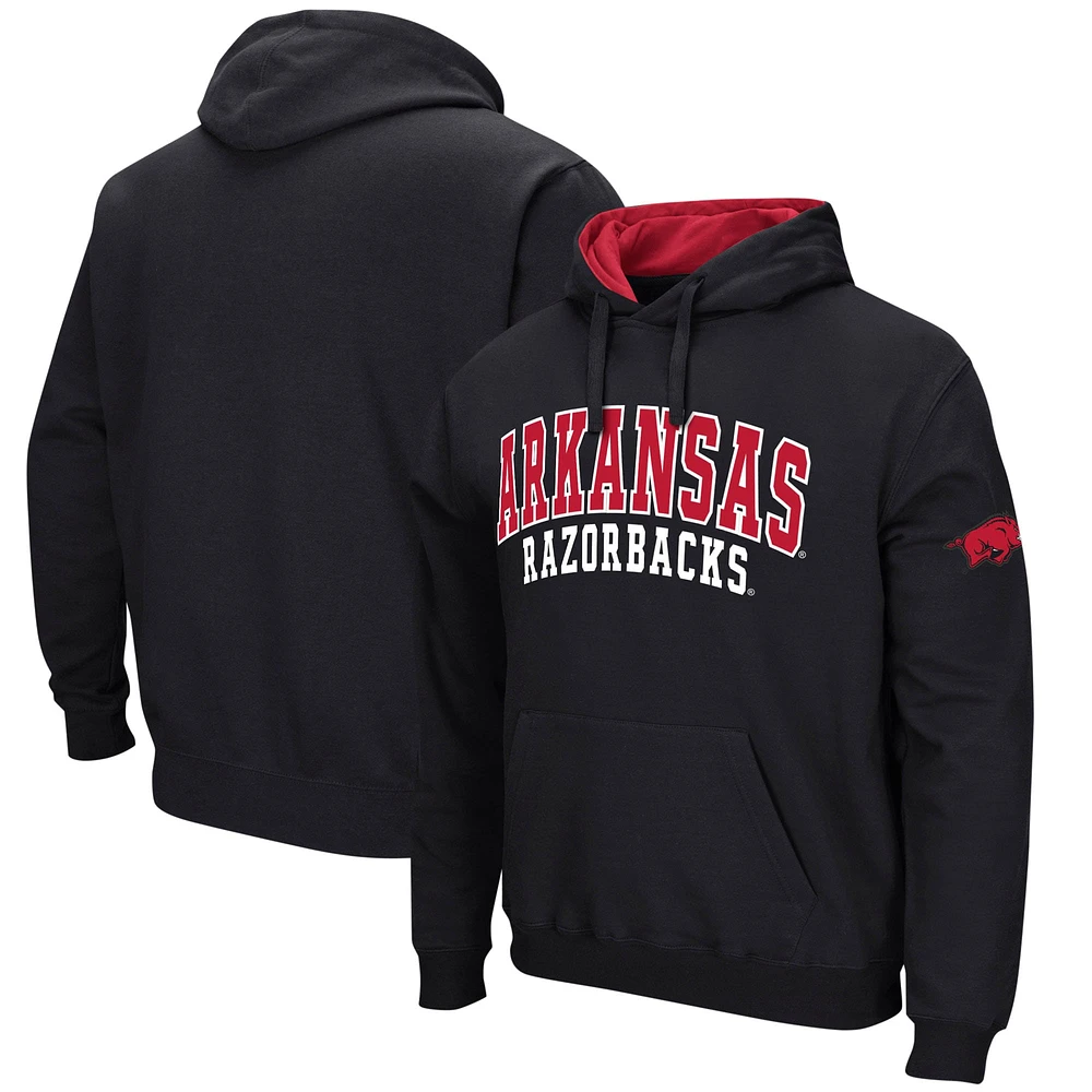 Men's Colosseum Black Arkansas Razorbacks Double Arch Pullover Hoodie