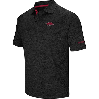 Men's Colosseum Black Arkansas Razorbacks Down Swing Polo