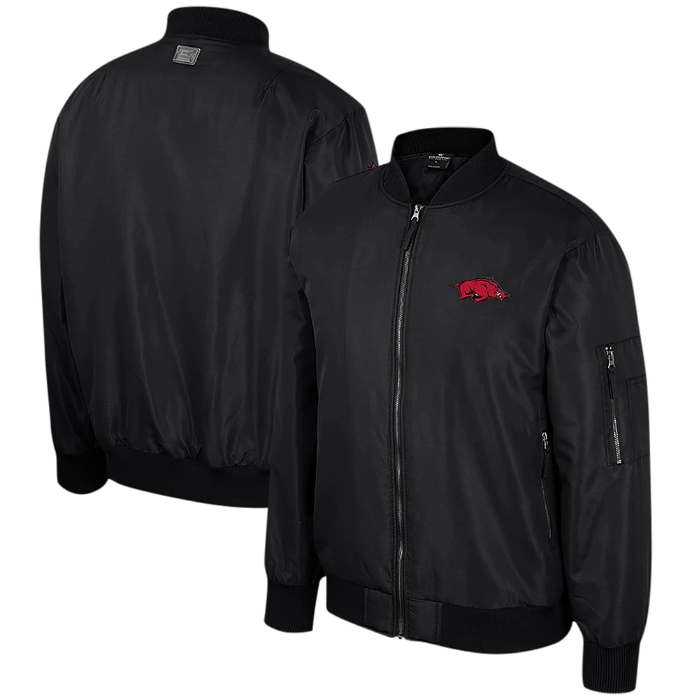 Men's Colosseum  Black Arkansas Razorbacks Full-Zip Bomber Jacket