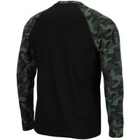 Men's Colosseum Black Arkansas Razorbacks OHT Military Appreciation Camo Raglan Long Sleeve T-Shirt