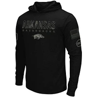 Colosseum Black Arkansas Razorbacks OHT Military Appreciation Hoodie T-shirt à manches longues pour homme