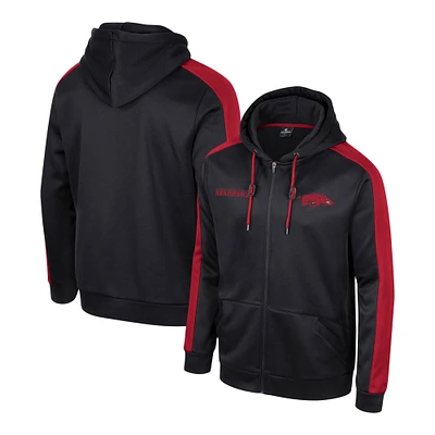 Men's Colosseum  Black Arkansas Razorbacks Reese Full-Zip Hoodie