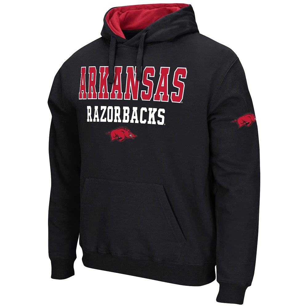 Men's Colosseum Black Arkansas Razorbacks Sunrise Pullover Hoodie