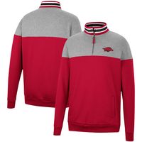 Men's Colosseum Cardinal/Heather Gray Arkansas Razorbacks Be the Ball Quarter-Zip Top