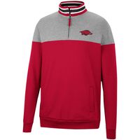 Men's Colosseum Cardinal/Heather Gray Arkansas Razorbacks Be the Ball Quarter-Zip Top