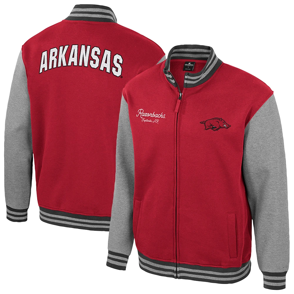 Veste universitaire entièrement zippée Ambi-Turner pour homme Colosseum Cardinal Arkansas Razorbacks