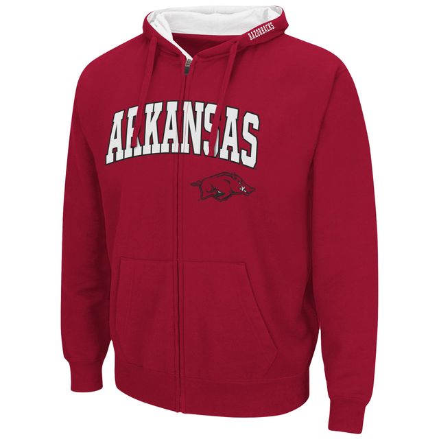 Sweat à capuche entièrement zippé Colosseum Cardinal Arkansas Razorbacks Arch & Logo 3.0 pour homme