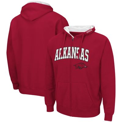 Men's Colosseum Cardinal Arkansas Razorbacks Arch & Logo 3.0 Full-Zip Hoodie