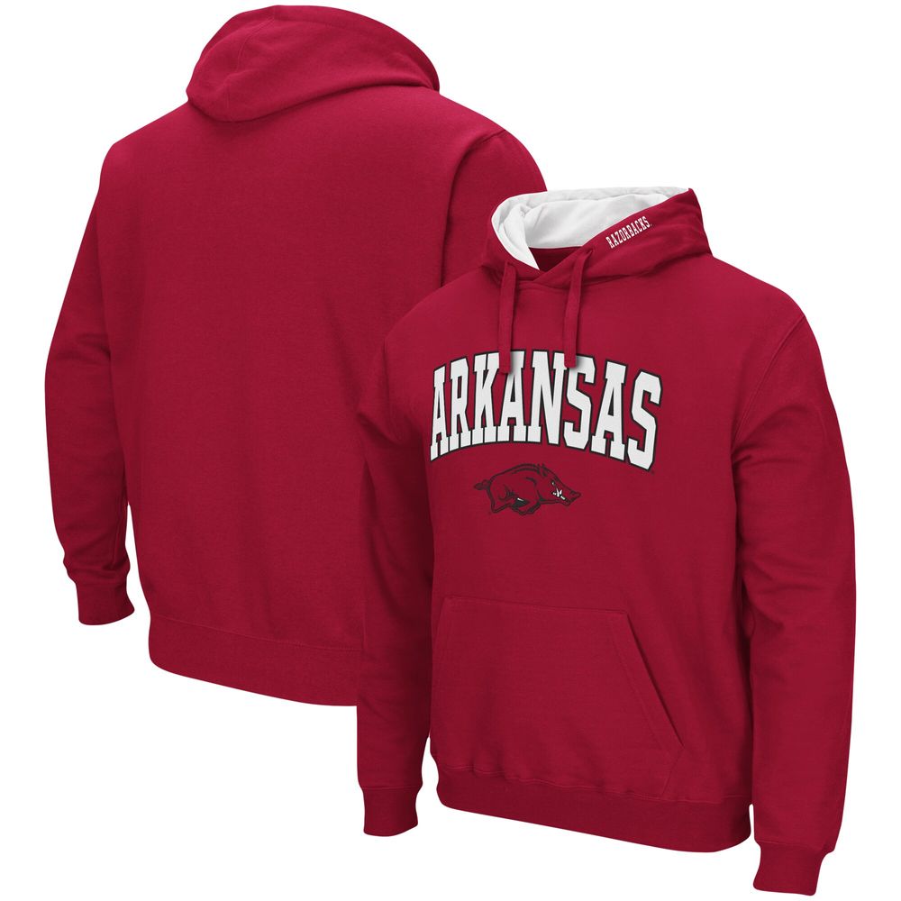 Men's Colosseum Cardinal Arkansas Razorbacks Arch & Logo 3.0 Pullover Hoodie