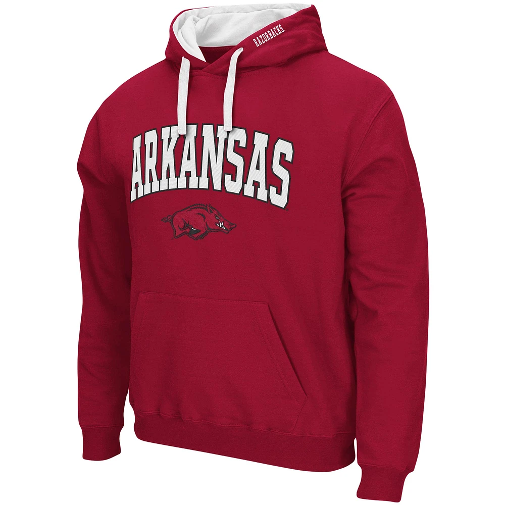 Men's Colosseum Cardinal Arkansas Razorbacks Big & Tall Arch Logo 2.0 Pullover Hoodie