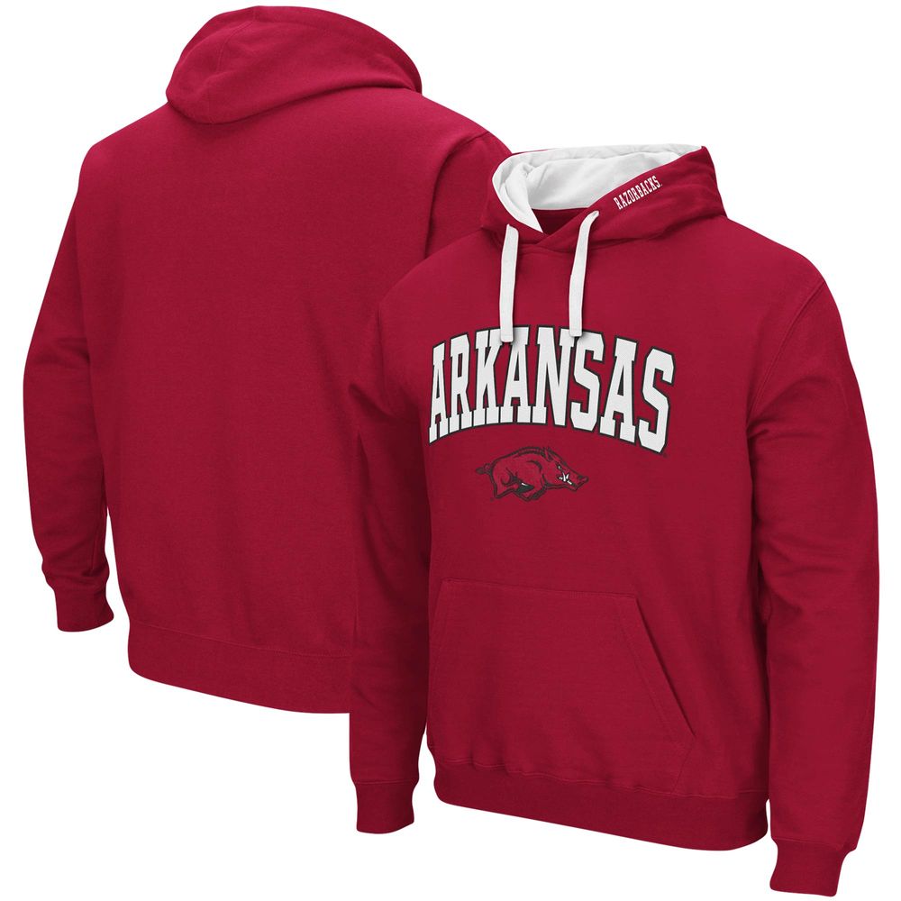 Men's Colosseum Cardinal Arkansas Razorbacks Big & Tall Arch Logo 2.0 Pullover Hoodie