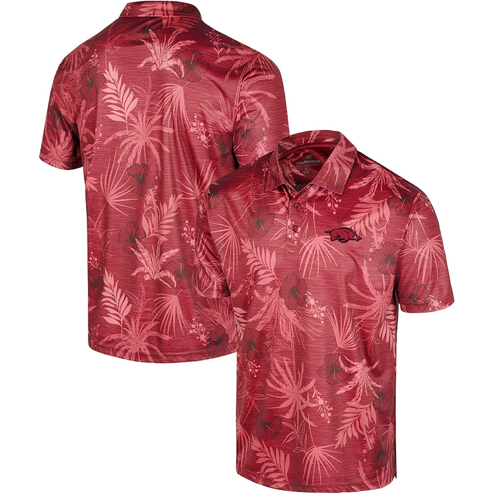 Polo pour homme Colosseum Cardinal Arkansas Razorbacks Big & Tall Palms