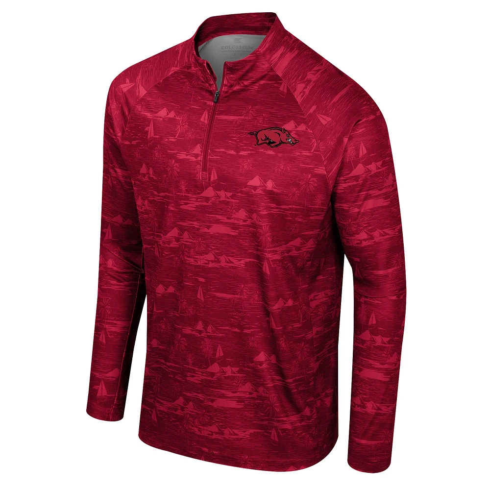 Veste à quart de zip Colosseum Cardinal Arkansas Razorbacks Carson Raglan pour hommes