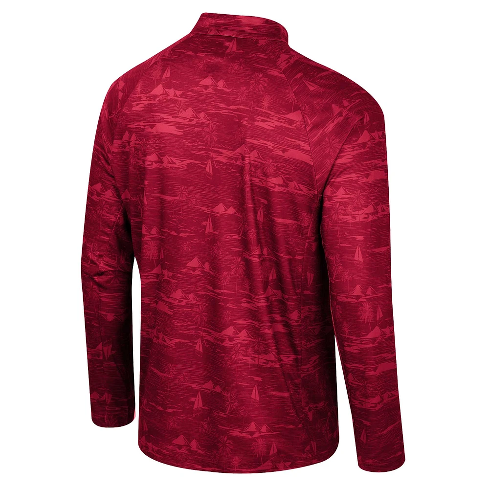 Veste à quart de zip Colosseum Cardinal Arkansas Razorbacks Carson Raglan pour hommes