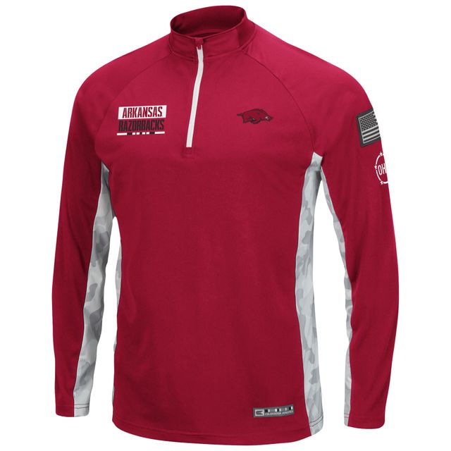 Colosseum Cardinal Arkansas Razorbacks OHT Military Appreciation Snow Cruise Raglan 1/4-Zip Jacket pour homme