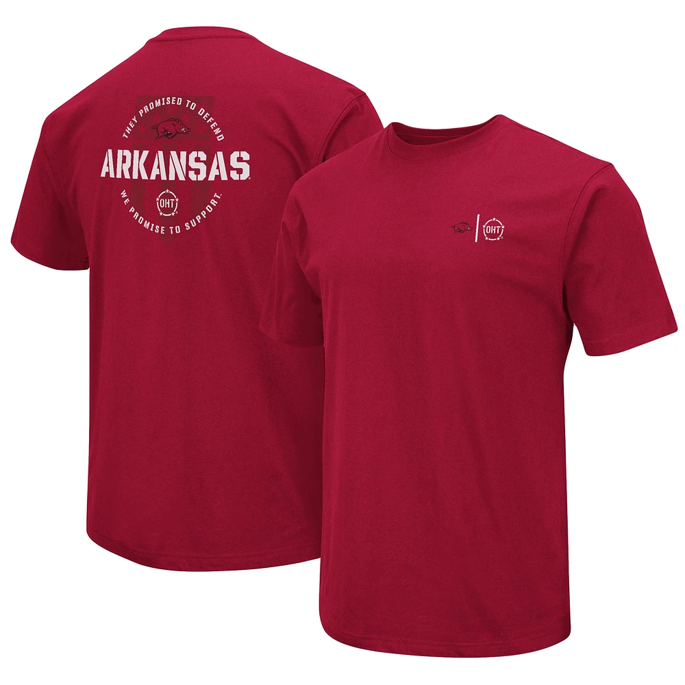 T-shirt d'appréciation militaire Colosseum Cardinal Arkansas Razorbacks OHT pour homme