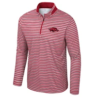 Men's Colosseum Cardinal Arkansas Razorbacks Striped Quarter-Zip Top