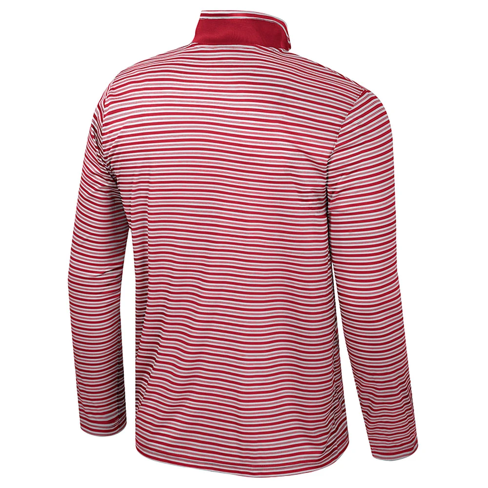Men's Colosseum Cardinal Arkansas Razorbacks Striped Quarter-Zip Top