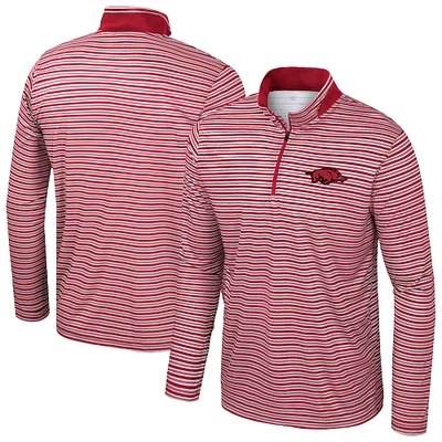 Men's Colosseum Cardinal Arkansas Razorbacks Striped Quarter-Zip Top