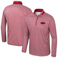 Men's Colosseum Cardinal Arkansas Razorbacks Striped Quarter-Zip Top