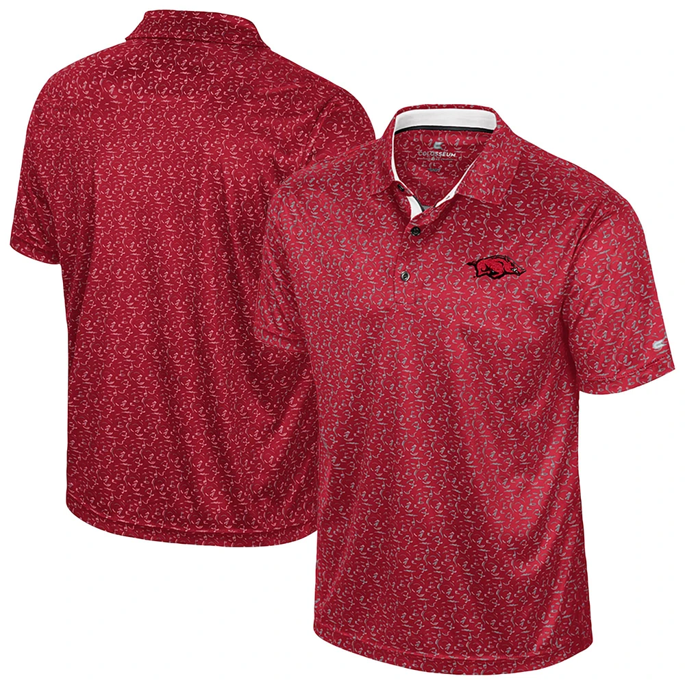 Men's Colosseum Cardinal Arkansas Razorbacks Sublimated Golf Polo