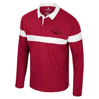 Men's Colosseum  Cardinal Arkansas Razorbacks Too Cool For School Long Sleeve Polo