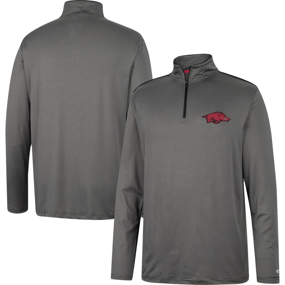 Men's Colosseum Charcoal Arkansas Razorbacks Logo Quarter-Zip Windshirt