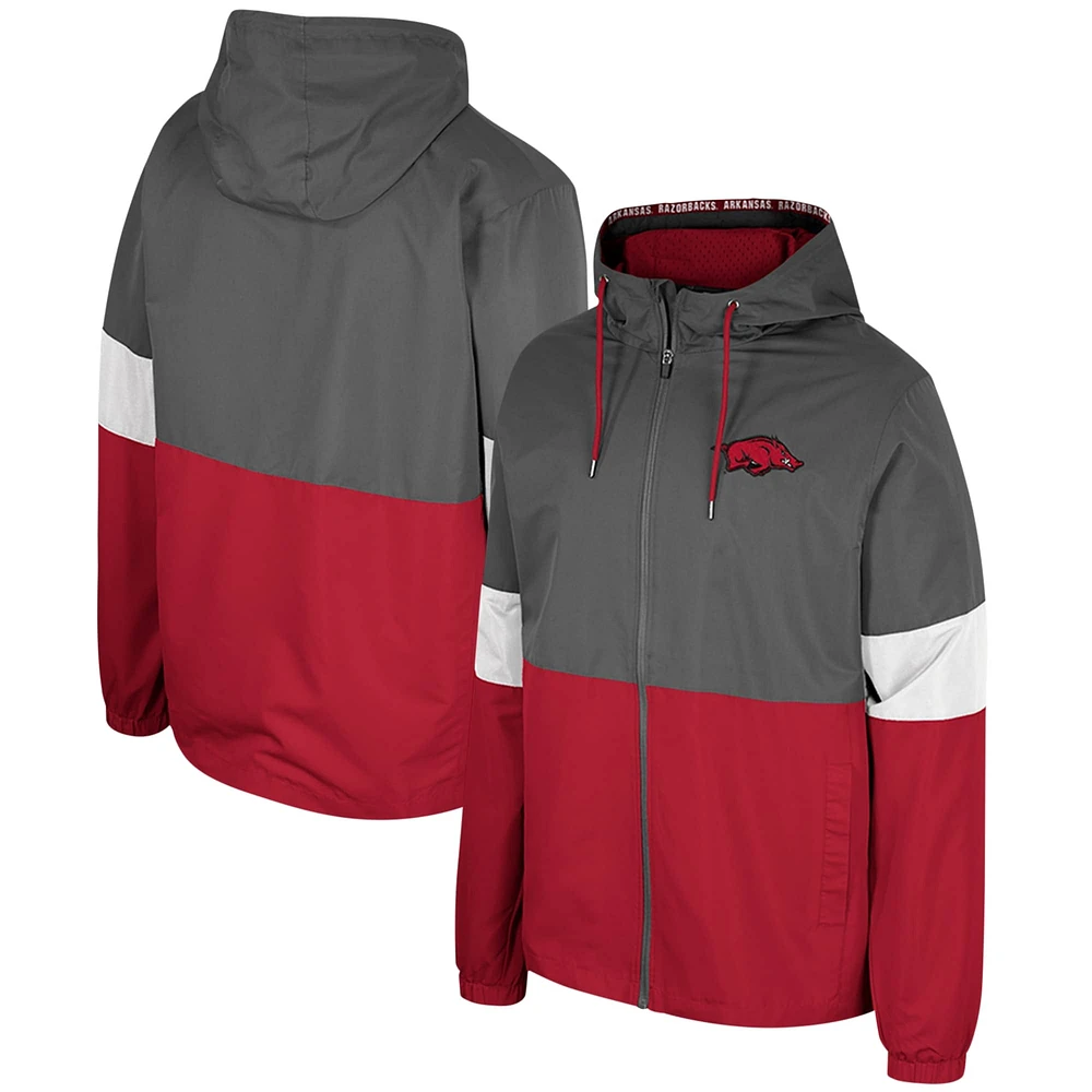 Veste entièrement zippée Colosseum Charcoal Arkansas Razorbacks Miles pour hommes