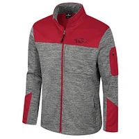 Veste zippée intégrale pour homme Colosseum Gray/Cardinal Arkansas Razorbacks Guard