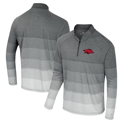 Coupe-vent à glissière quart de zip en maille rayée IA pour hommes Colosseum Gray Arkansas Razorbacks