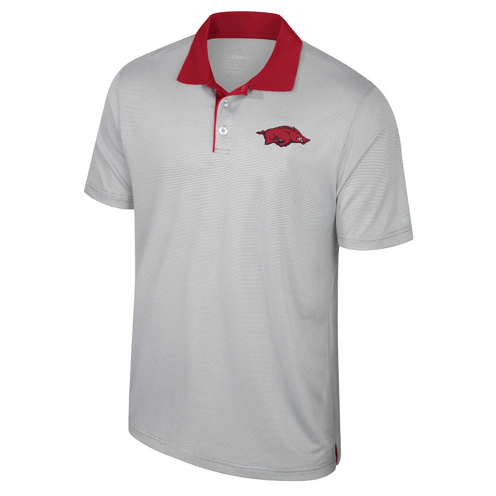 Polo rayé Big & Tall Tuck des Arkansas Razorbacks gris Colosseum pour hommes