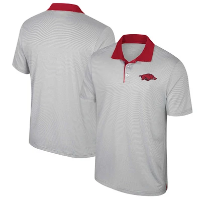 Polo rayé Big & Tall Tuck des Arkansas Razorbacks gris Colosseum pour hommes