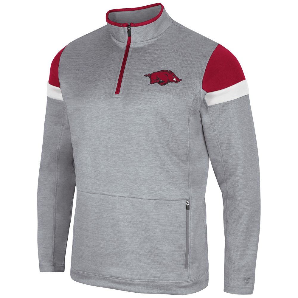 Men's Colosseum Gray Arkansas Razorbacks Bingo Quarter-Zip Jacket