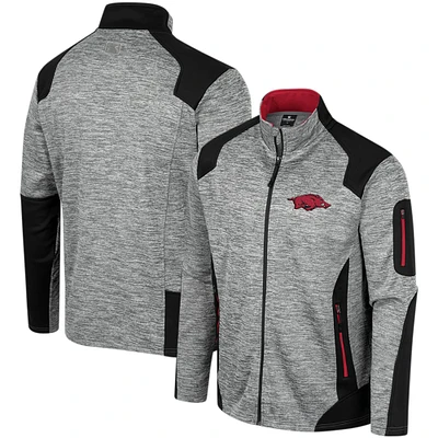 Veste entièrement zippée Colosseum Grey Arkansas Razorbacks Silberman Color Block pour hommes