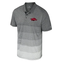 Men's Colosseum Gray Arkansas Razorbacks Striped Mesh Polo