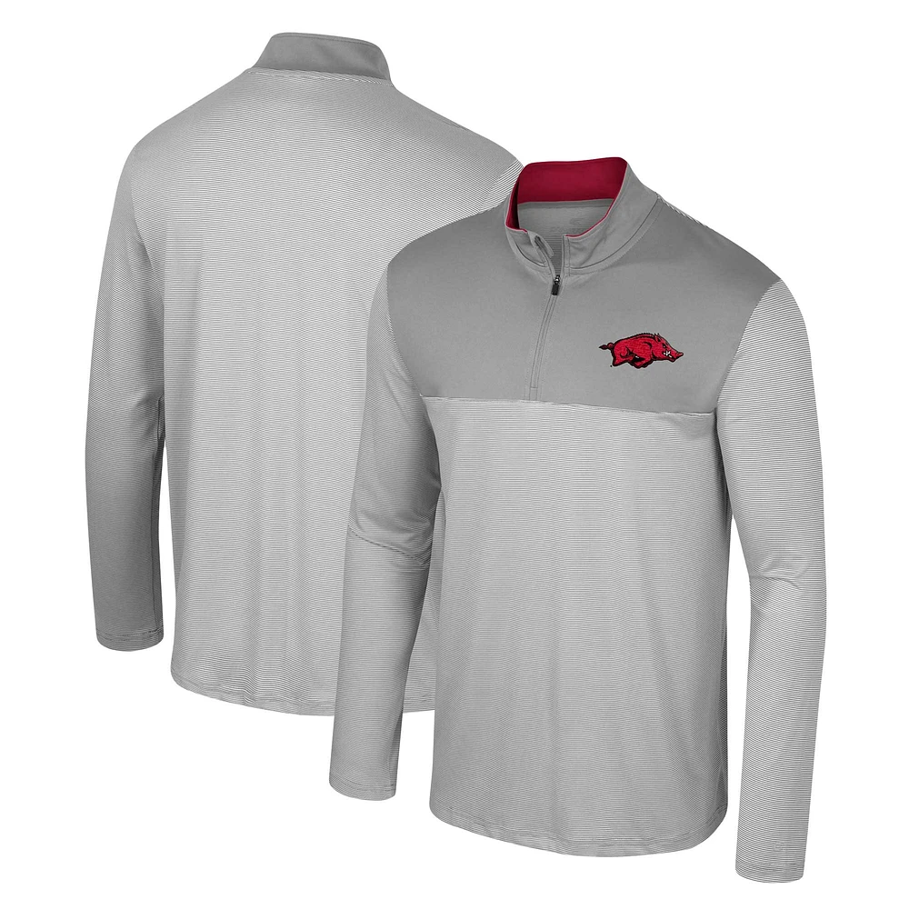 Men's Colosseum Gray Arkansas Razorbacks Tuck Quarter-Zip Top