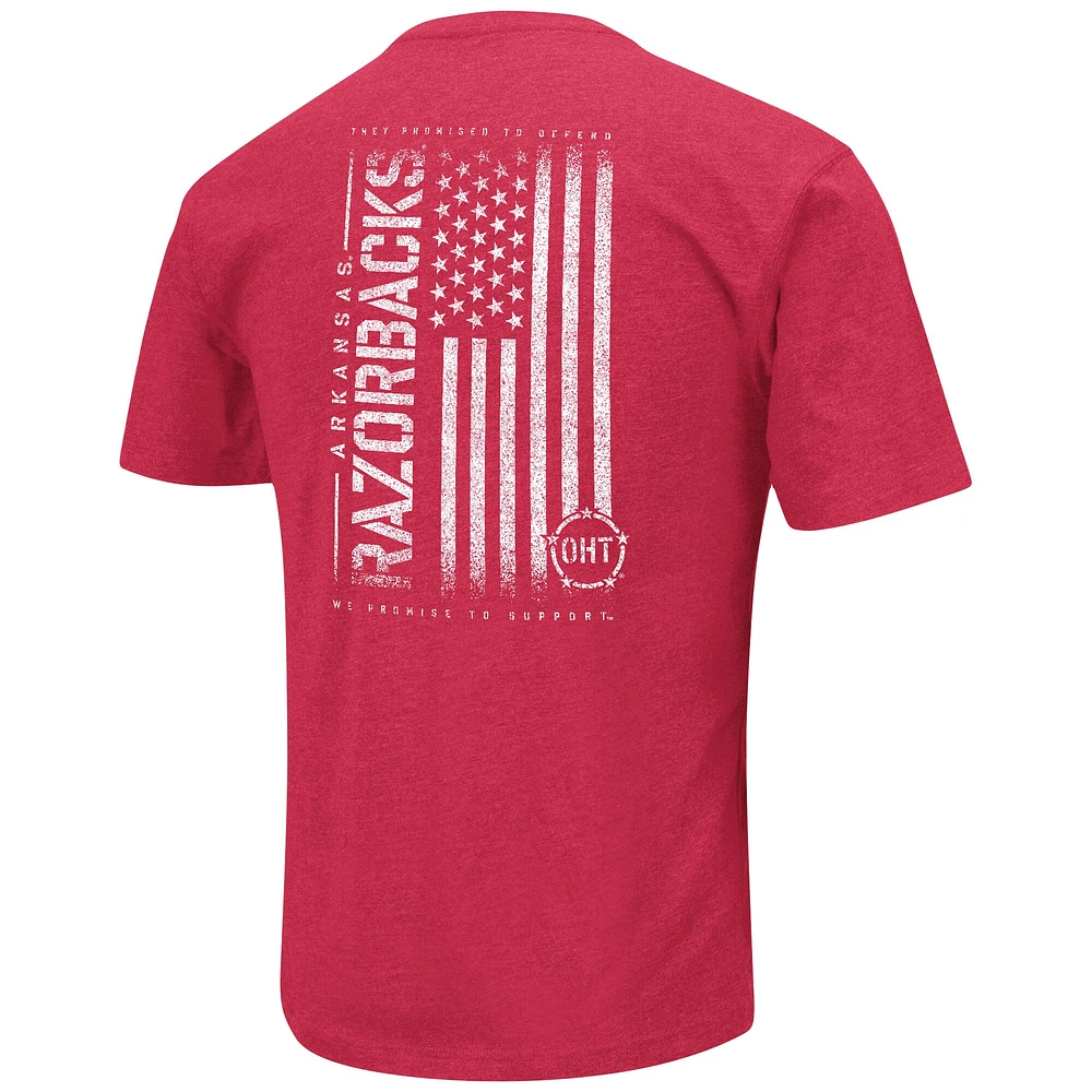 Colosseum Heather Cardinal Arkansas Razorbacks OHT Military Appreciation Flag 2.0 T-shirt pour homme