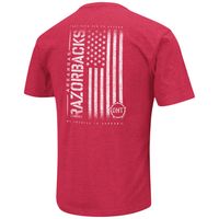 Men's Colosseum Heather Cardinal Arkansas Razorbacks OHT Military Appreciation Flag 2.0 T-Shirt